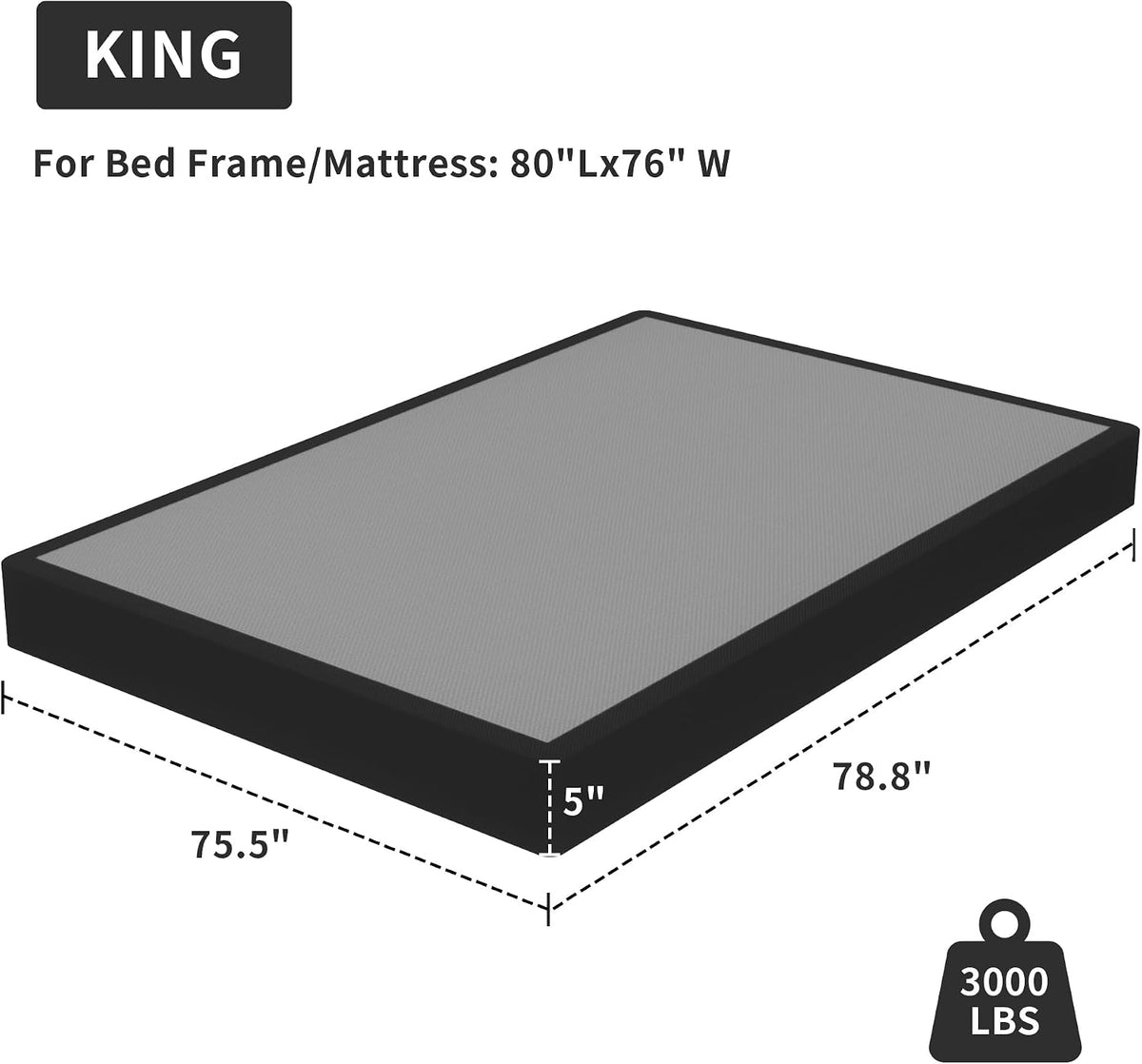 Low‑Profile King Box Spring Bed Base