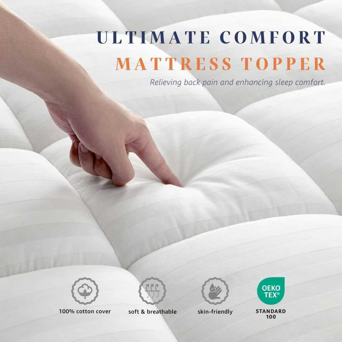 Breathable Cotton King Mattress Topper Pad