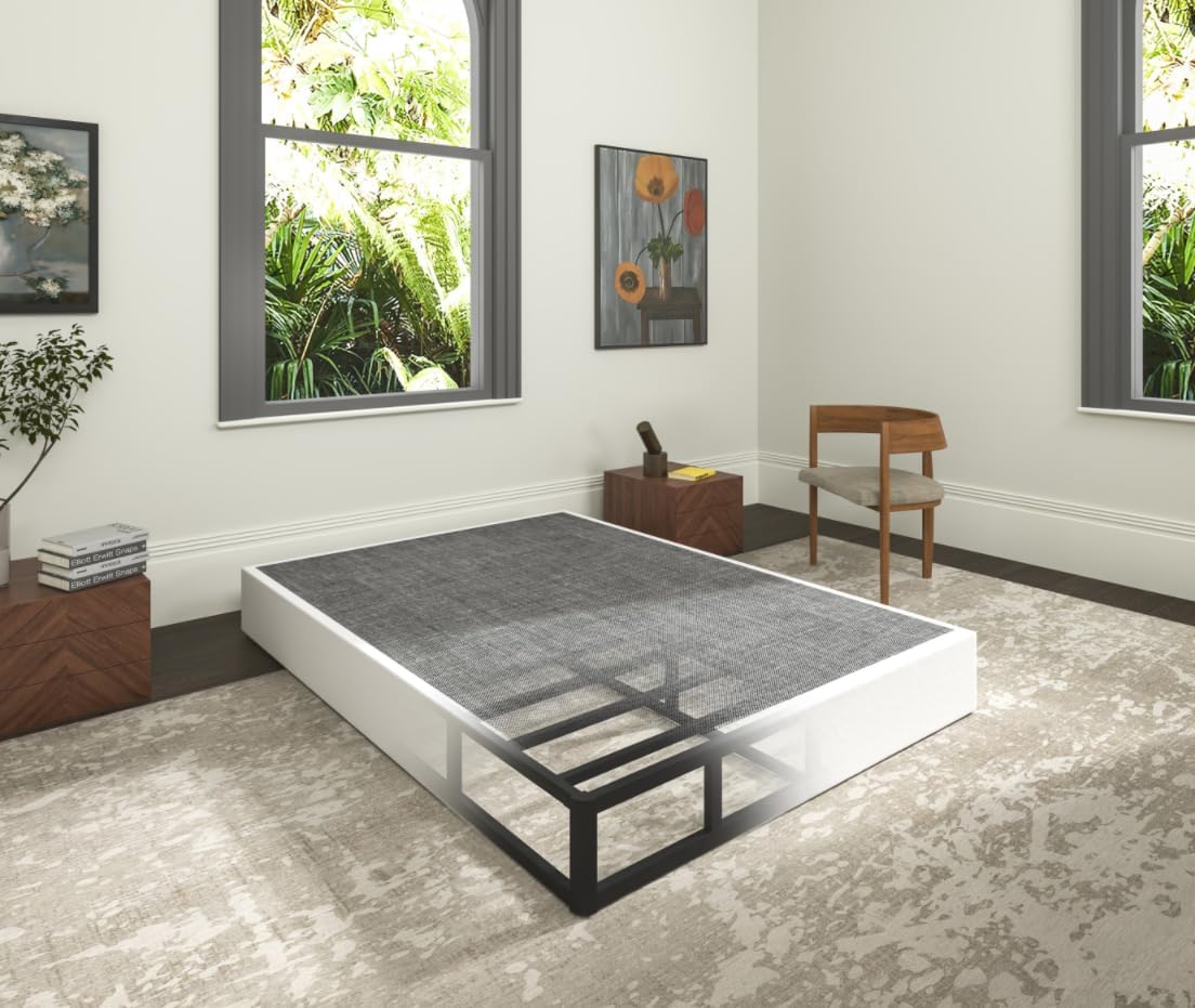 Heavy‑Duty Metal Queen Box Spring Bed Base