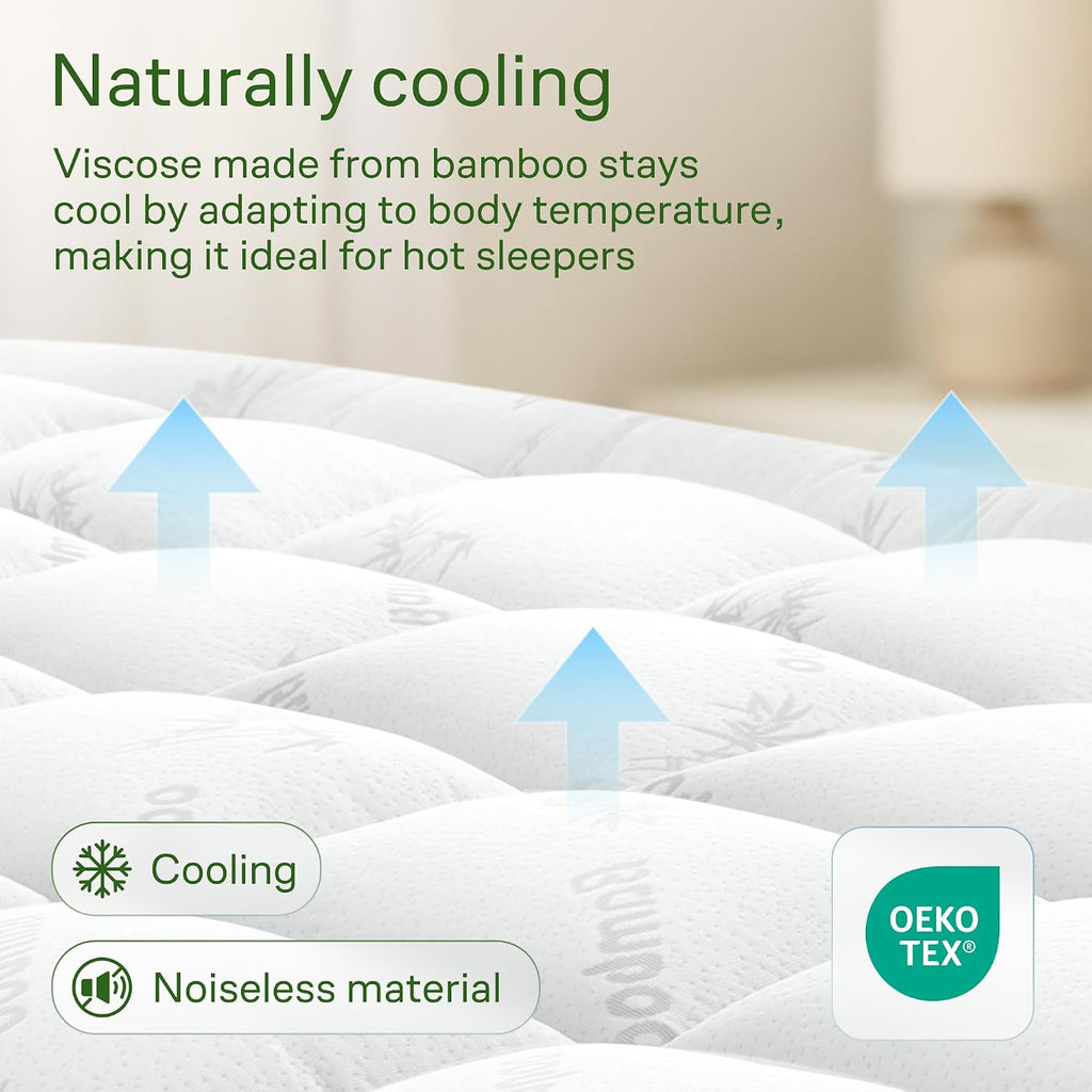 Cooling Bamboo Full‑Size Mattress Topper Pad