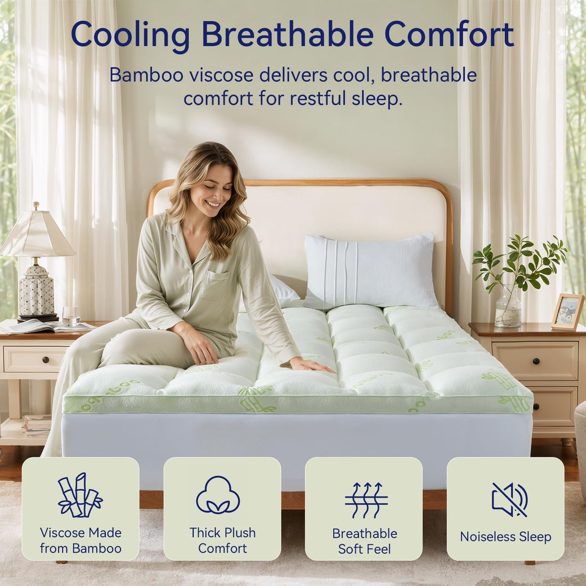 Bamboo Viscose King Mattress Topper Pad