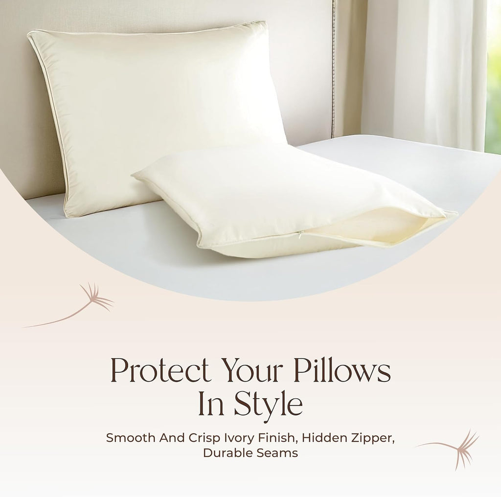 Organic‑Cotton Queen Zippered Pillow Protector 2‑Pack