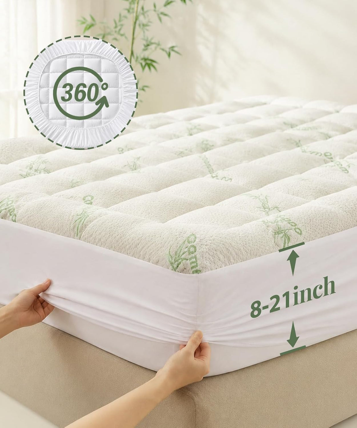 Soft Breathable King Pillow‑Top Mattress Topper