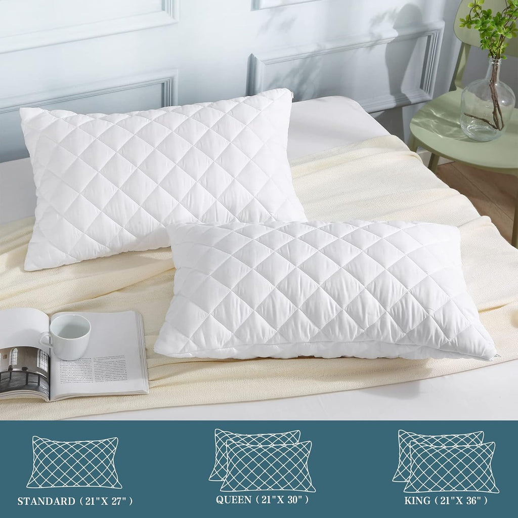 Waterproof Quilted Queen Pillow Protector 2‑Pack