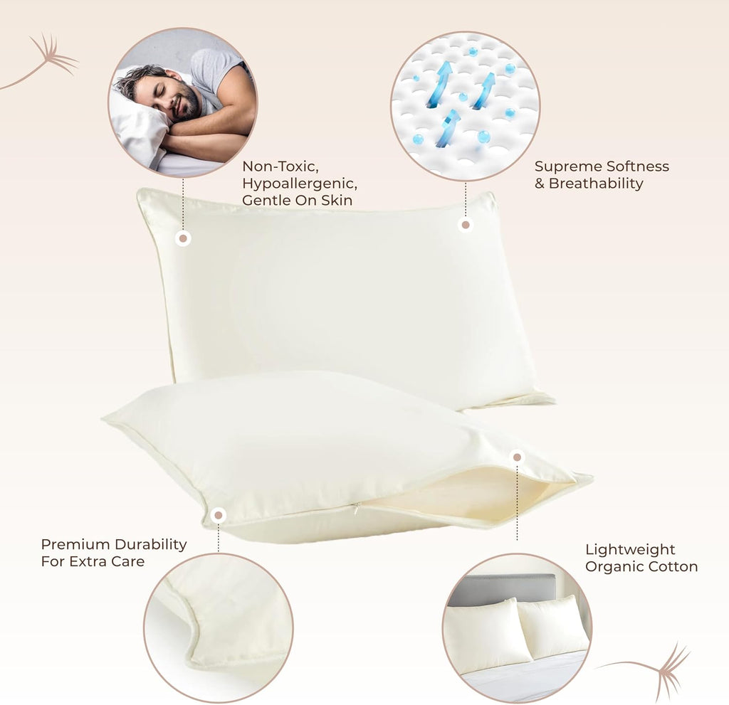 Organic‑Cotton Queen Zippered Pillow Protector 2‑Pack