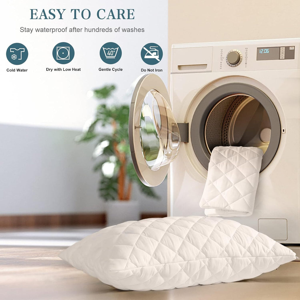 Waterproof Quilted Queen Pillow Protector 2‑Pack