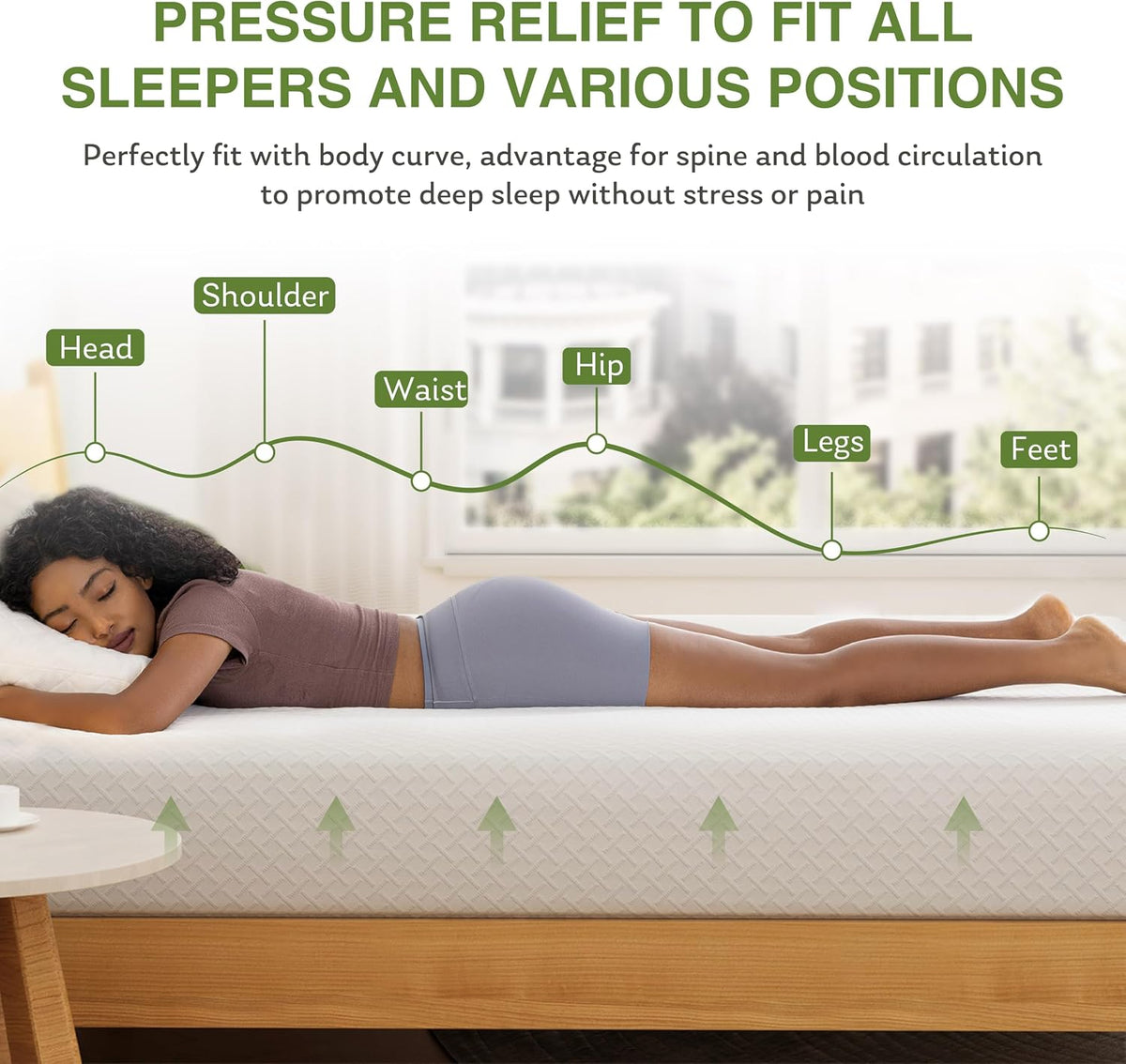 Green‑Tea Gel Queen Memory‑Foam Mattress