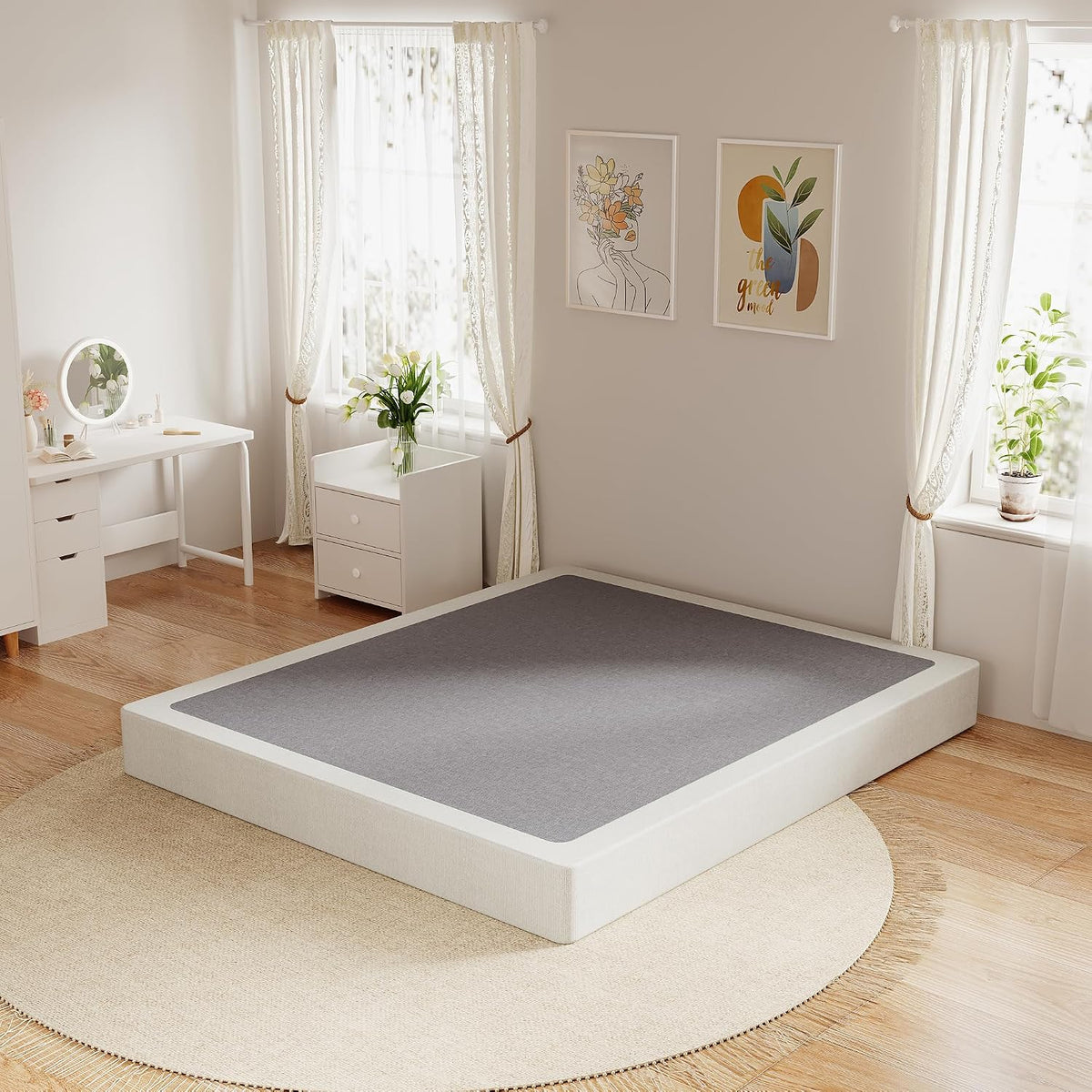 Heavy‑Duty Metal Queen Box Spring Bed Base