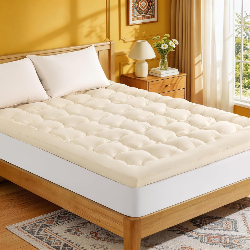 Organic Wool‑Cotton Queen Mattress Topper Pad