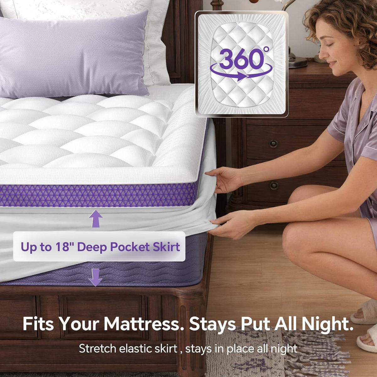 Bamboo‑Viscose Queen Pillow‑Top Mattress Topper