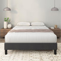 Upholstered Wood‑Slat Platform Bed Frame