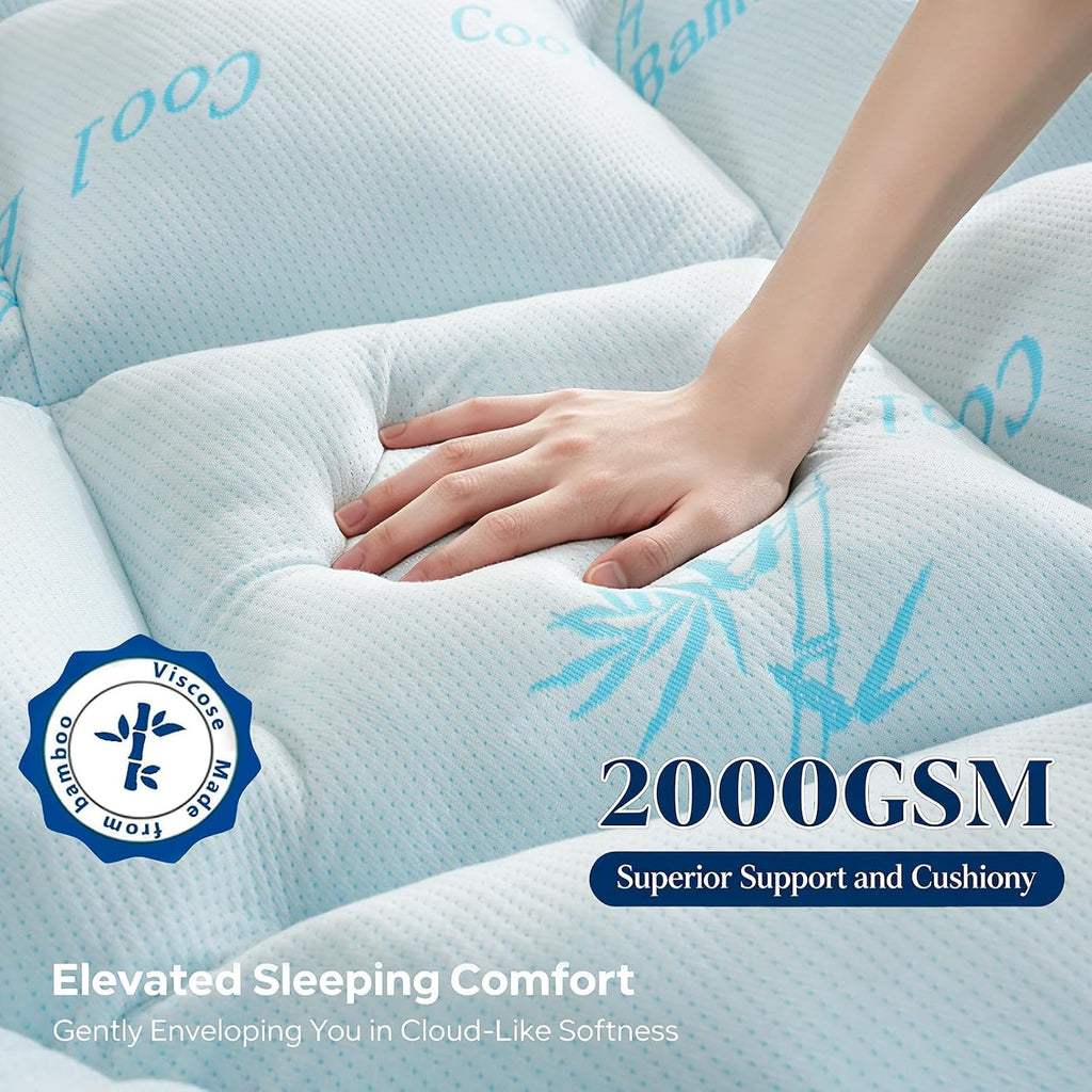 Cooling Bamboo‑Viscose King Mattress Topper Pad