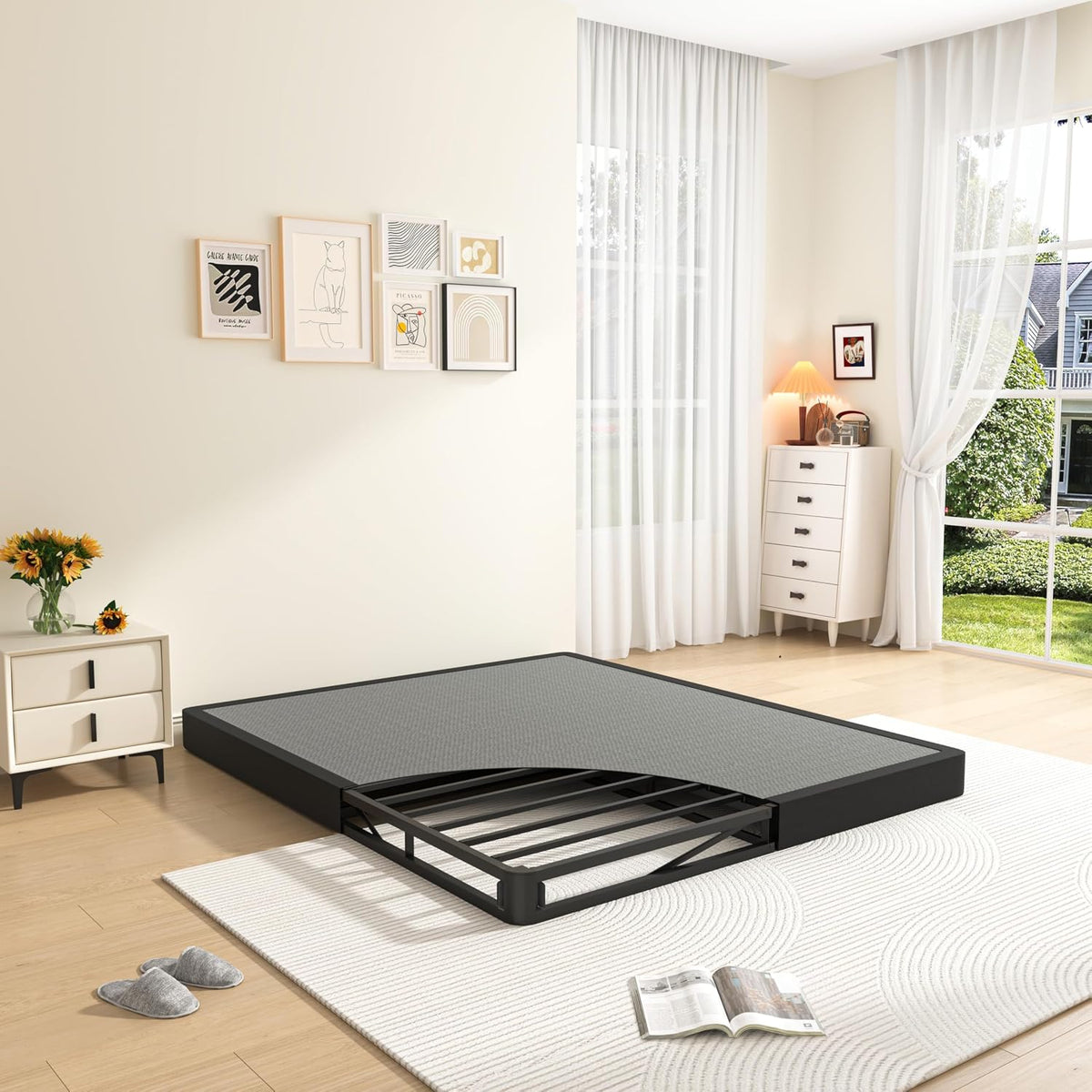 Low‑Profile Queen Box Spring Bed Base