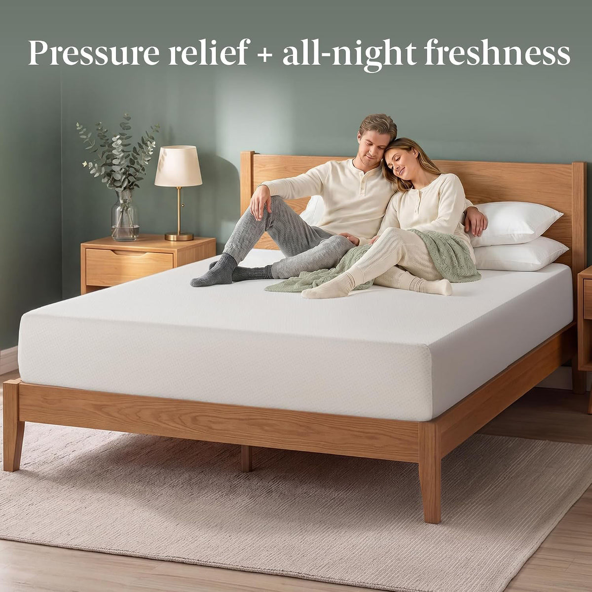 Green‑Tea Memory‑Foam Queen Mattress