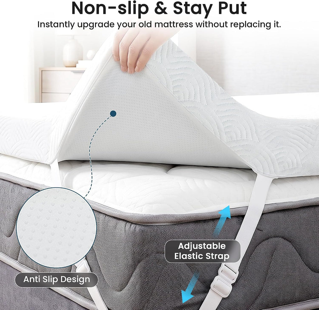 Gel Memory‑Foam Queen Mattress Topper Pad