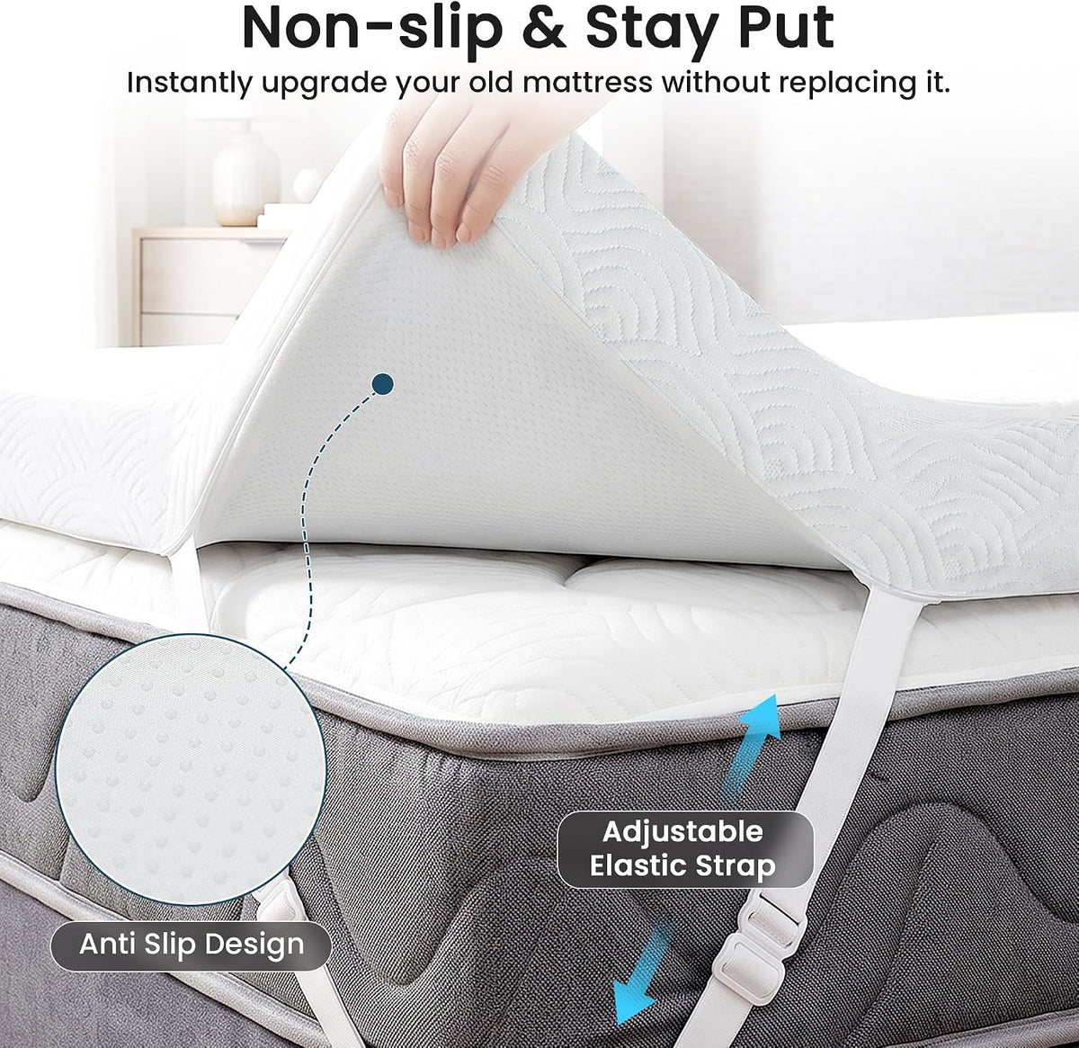 Gel Memory‑Foam Queen Mattress Topper Pad